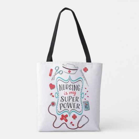 Verpleegkunde is mijn superkrachtige canvas tas (Achterkant)