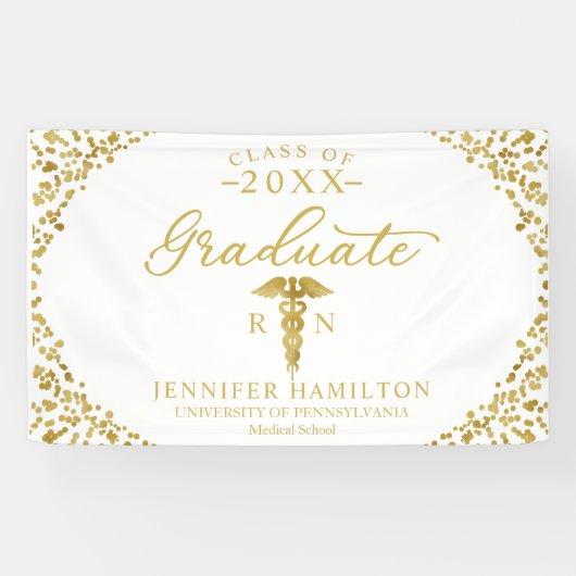 Verpleegkunde Medische School Witgoud Afstuderen Spandoek (Horizontaal)