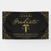 Verpleegkunde Medische School Zwart Goud Afstudere Spandoek (Horizontaal)