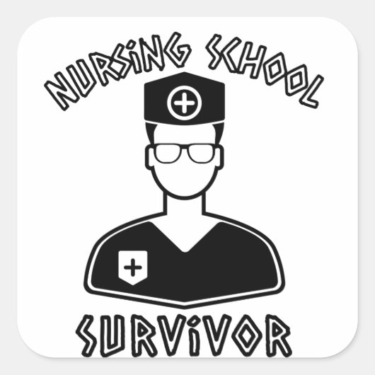 Verpleegkunde School Survivor Student Verpleegkund Vierkante Sticker (Voorkant)