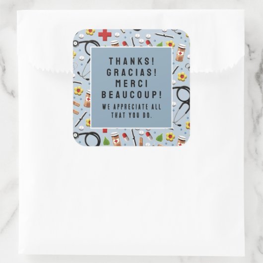 Verpleegkunde Vierkante Sticker (Tas)