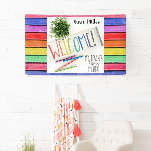 Verpleegkundedecor; WELKOM, Plant voor regenboogku Spandoek (Insitu)