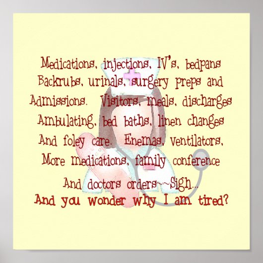 Verpleegkundegedicht (frameabel) "Ik ben gekant" Poster (Voorkant)