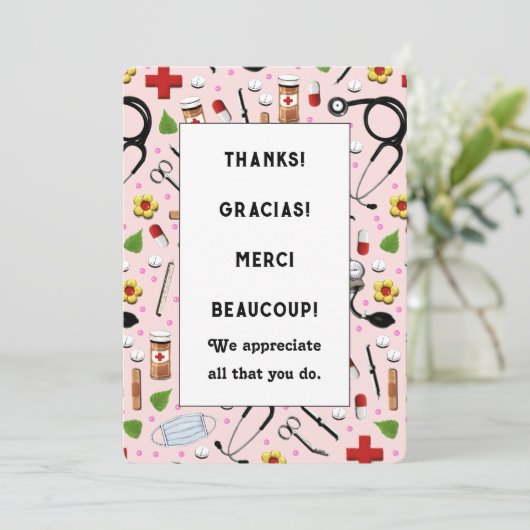 Verpleegkundelerkaarten Bedankkaart (Staand voorkant)