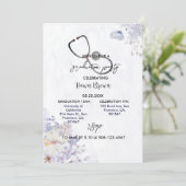 Verpleegkundepartij Waterverf Paarse Floral Kaart (Staand voorkant)