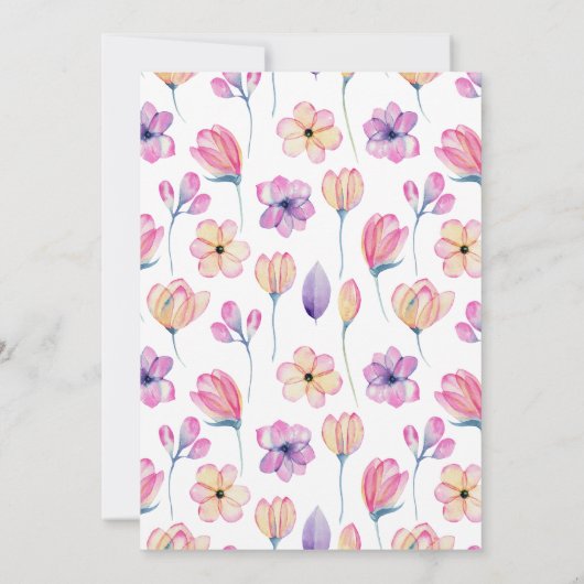 Verpleegkundepartij Waterverf Paarse Floral Kaart (Achterkant)