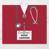 Verpleegkundeschool voor verpleegkundig Afstuderen Sparkling Wijnetiket (Enkel label)