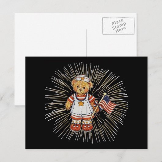  verpleegkundig Beer met modern wit vuurwerk Briefkaart (Voorkant / Achterkant)