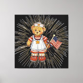  verpleegkundig Beer met modern wit vuurwerk Canvas Afdruk (Voorkant)