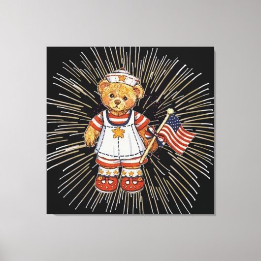 verpleegkundig Beer met modern wit vuurwerk Canvas Afdruk (Voorkant)