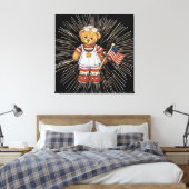 verpleegkundig Beer met modern wit vuurwerk Canvas Afdruk (Insitu (Slaapkamer))