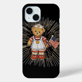 verpleegkundig Beer met modern wit vuurwerk iPhone 15 Case