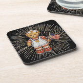  verpleegkundig Beer met modern wit vuurwerk Drankjes Onderzetter (Linkerzijde)