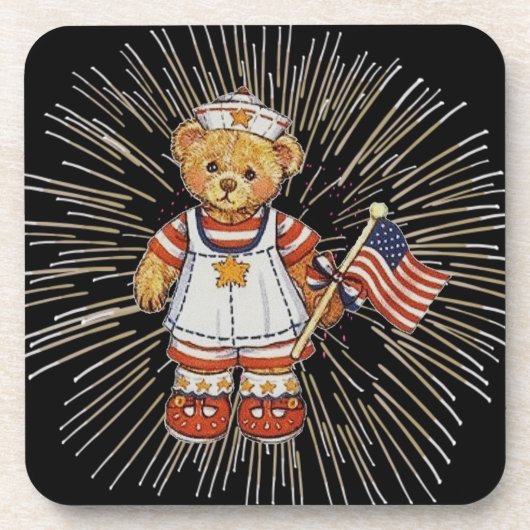  verpleegkundig Beer met modern wit vuurwerk Drankjes Onderzetter (Voorkant)