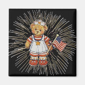  verpleegkundig Beer met modern wit vuurwerk Magneet (Voorkant)