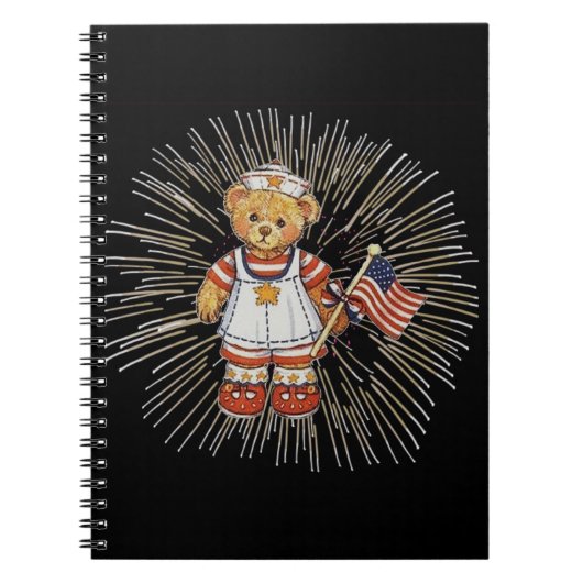  verpleegkundig Beer met modern wit vuurwerk Notitieboek (Voorkant)