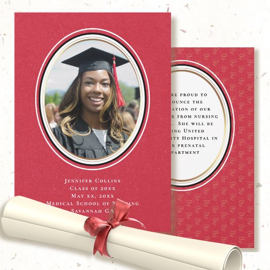 Verpleegkundige aankondiging Minimal Red Gold Afst