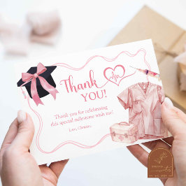 Verpleegkundige afstudeerfeest plat bedankkaart