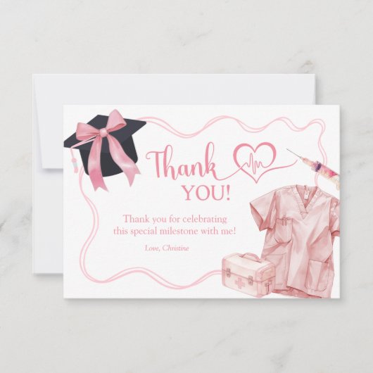 Verpleegkundige afstudeerfeest plat bedankkaart (Voorkant)