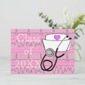 Verpleegkundige afstudeerfeest uitnodigingen EKG s (Staand voorkant)