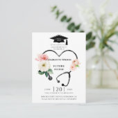 Verpleegkundige Afstuderen 2022 Floral Laurel Uitn Uitnodiging Briefkaart (Staand voorkant)