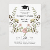 Verpleegkundige Afstuderen 2022 Floral Laurel Uitnodiging Briefkaart (Voorkant)