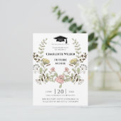 Verpleegkundige Afstuderen 2022 Floral Laurel Uitnodiging Briefkaart (Staand voorkant)