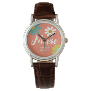 Verpleegkundige Afstuderen Boho Retro Floral Horloge