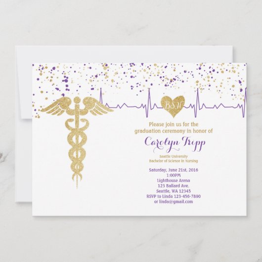 Verpleegkundige Afstuderen Ceremonie, BSN- Paarse Kaart (Voorkant)