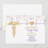 Verpleegkundige Afstuderen Ceremonie, BSN- Paarse  Kaart (Voorkant / Achterkant)