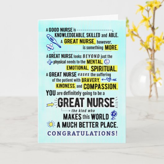 Verpleegkundige Afstuderen gefeliciteerd Kaart (Gele Bloem)