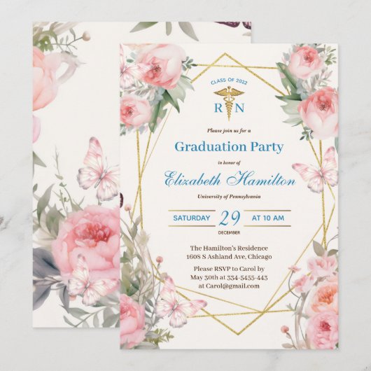 Verpleegkundige Afstuderen RN Verpleegkunde Afstud Kaart (Voorkant / Achterkant)