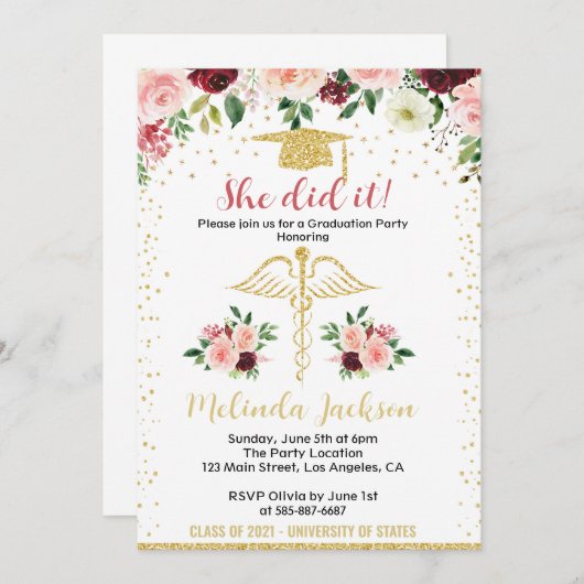 Verpleegkundige Afstuderen Uitnodiging (Voorkant / Achterkant)