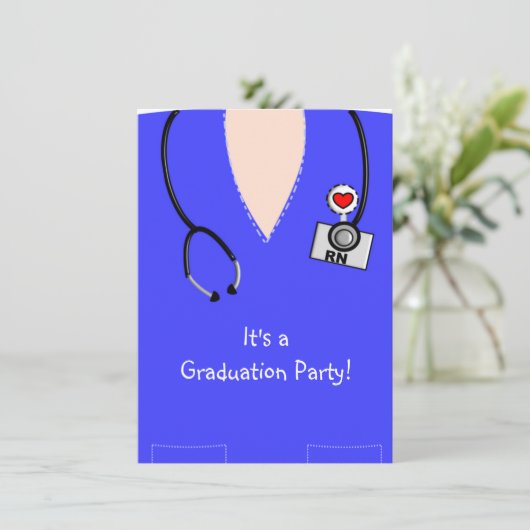 Verpleegkundige Afstuderen-uitnodigingenBlauwe Scr Kaart (Staand voorkant)
