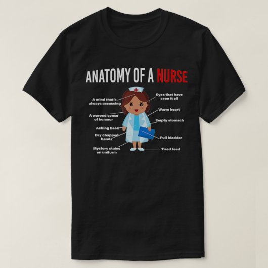 Verpleegkundige anatomie van een verpleegster t-shirt (Design voorkant)