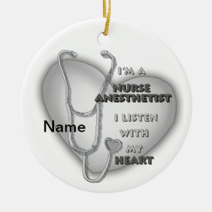 Verpleegkundige anesthesiste met grijze hartstreek keramisch ornament