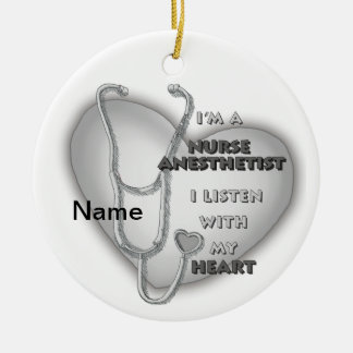 Verpleegkundige anesthesiste met grijze hartstreek keramisch ornament
