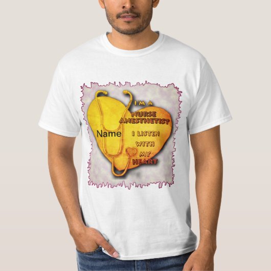 Verpleegkundige anesthesiste van de gele hartverpl t-shirt (Voorkant)