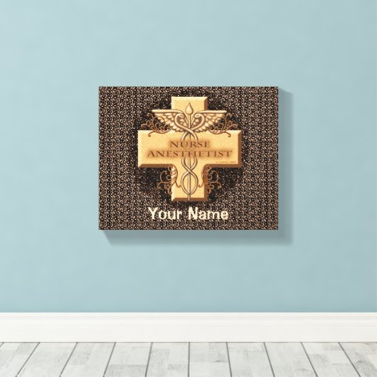 Verpleegkundige anesthesiste van de kruiscaduceus canvas afdruk (Insitu (Houten vloer))