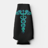 Verpleegkundige arts Caduceus Medical Turquoise Zw Flesjeskoeler (Voorkant)