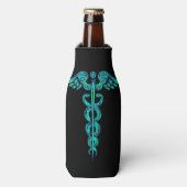Verpleegkundige arts Caduceus Medical Turquoise Zw Flesjeskoeler (Fles Voorkant)