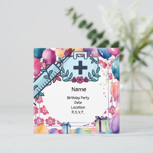 Verpleegkundige Arts Medisch Personeel bloemen voo Save The Date (Staand voorkant)