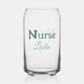Verpleegkundige arts naam tekst groene blauwe sipl blikvorm glas (Achterkant)