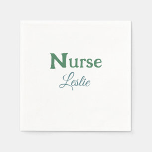 Verpleegkundige arts naam tekst groene blauwe sipl servet