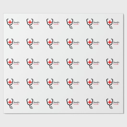 Verpleegkundige arts rood plus stethoscoop voeg na cadeaupapier (Vlak)