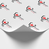 Verpleegkundige arts rood plus stethoscoop voeg na cadeaupapier (Hoek)