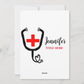Verpleegkundige arts rood plus stethoscoop voeg na feestdagenkaart (Achterkant)