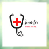 Verpleegkundige arts rood plus stethoscoop voeg na raamsticker (Vel 3)