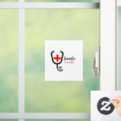 Verpleegkundige arts rood plus stethoscoop voeg na raamsticker (Huis)