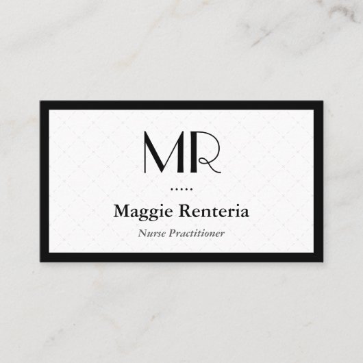 Verpleegkundige arts - Schoon stijlvol monogram Visitekaartje (Voorkant)